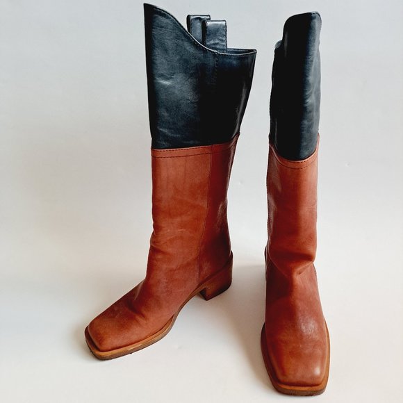 Chanel Brown Black Leather Boots Size 36.5 - Picture 10 of 16